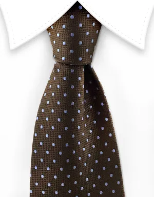 Brown and Silver Polka Dot Necktie