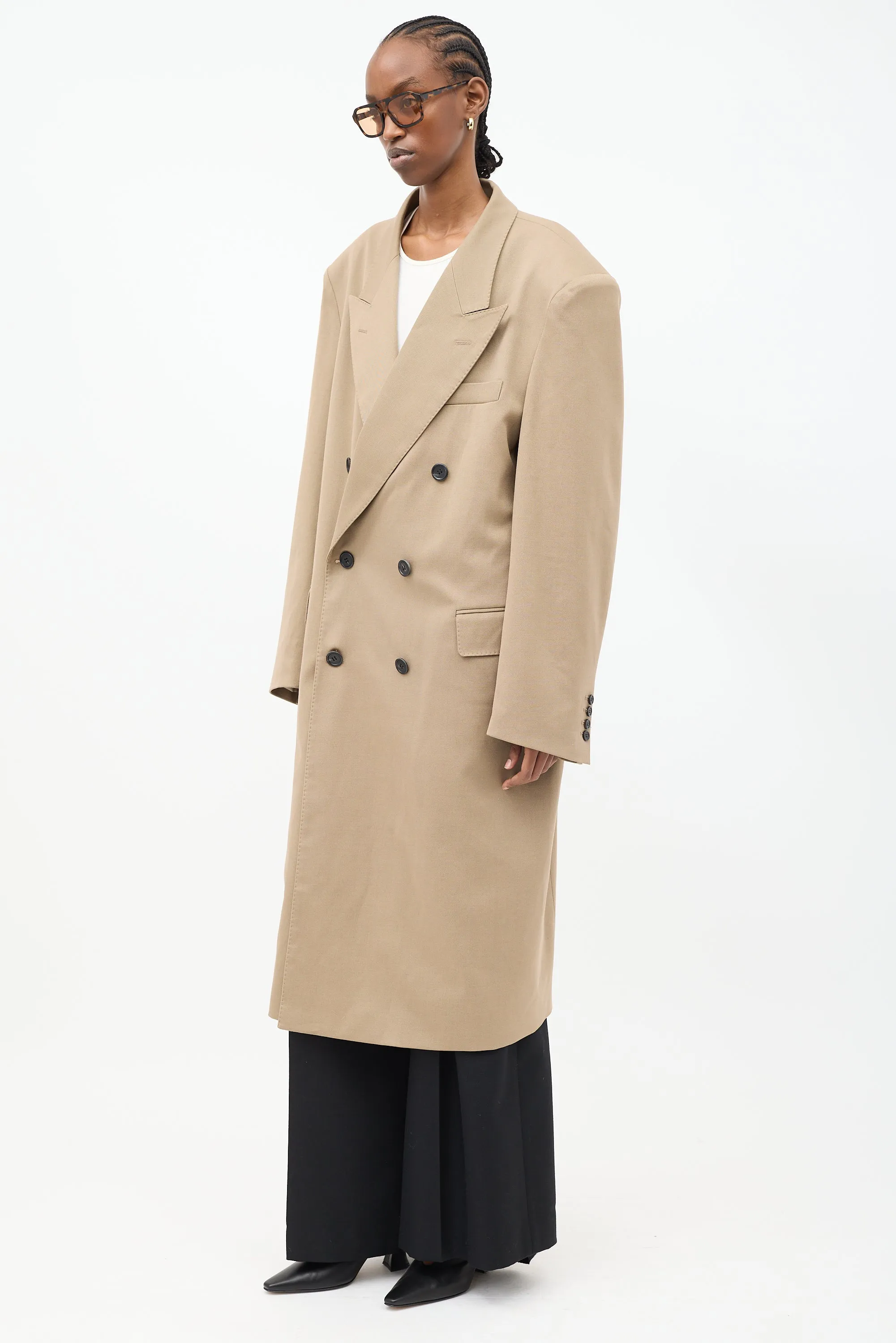 Brown Wool London Double Breasted Coat