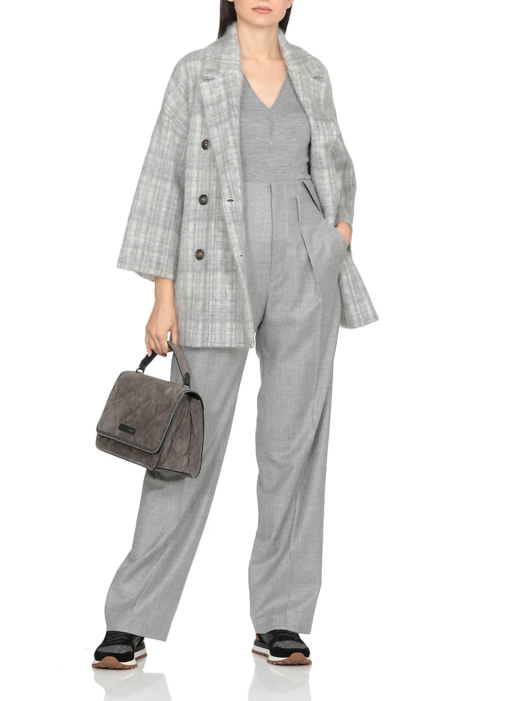 Brunello Cucinelli Checked Double-Breasted Coat