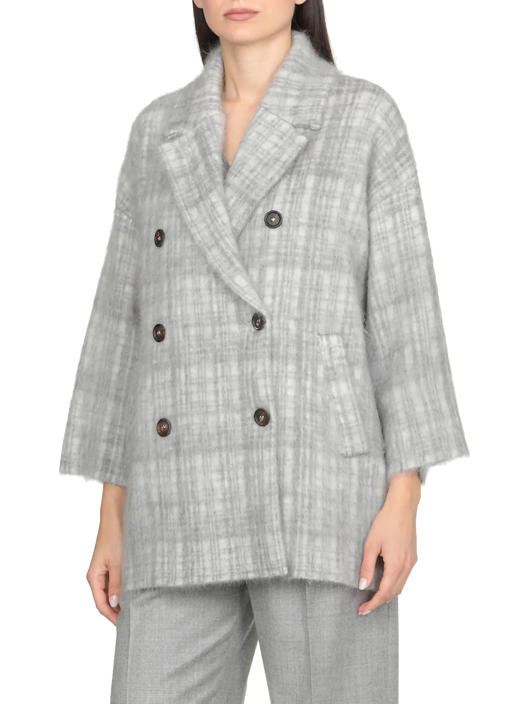 Brunello Cucinelli Checked Double-Breasted Coat