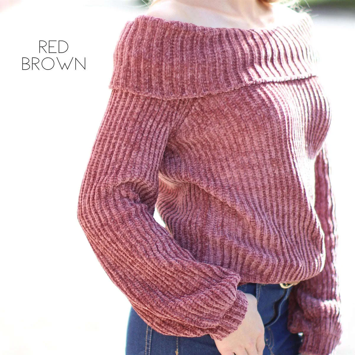 Bubble Sleeve Chenille Sweater