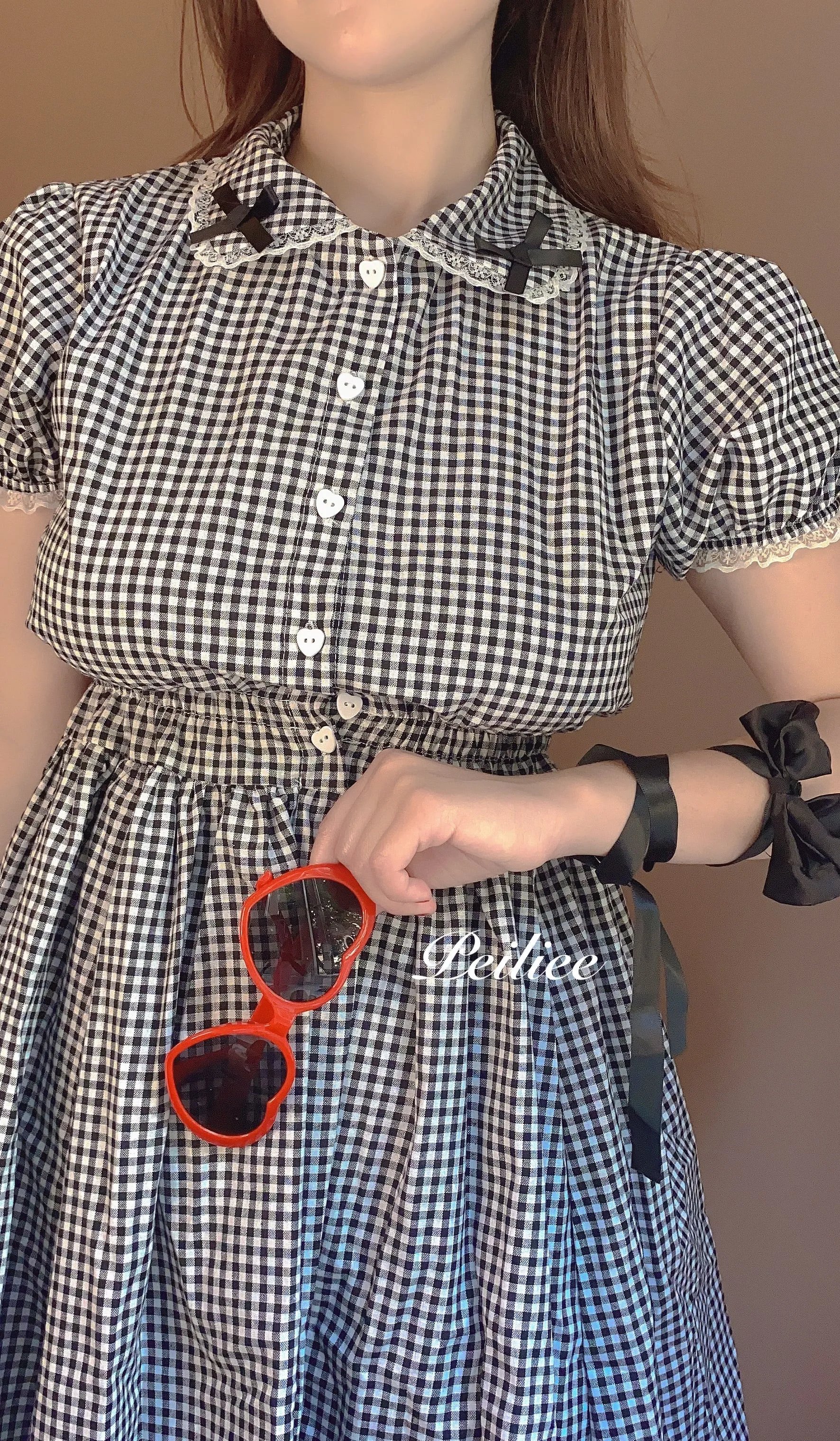 [By Peiliee] Afternoon Tea At Tiffany Gingham Babydoll Mini Dress Lolita 1997 style