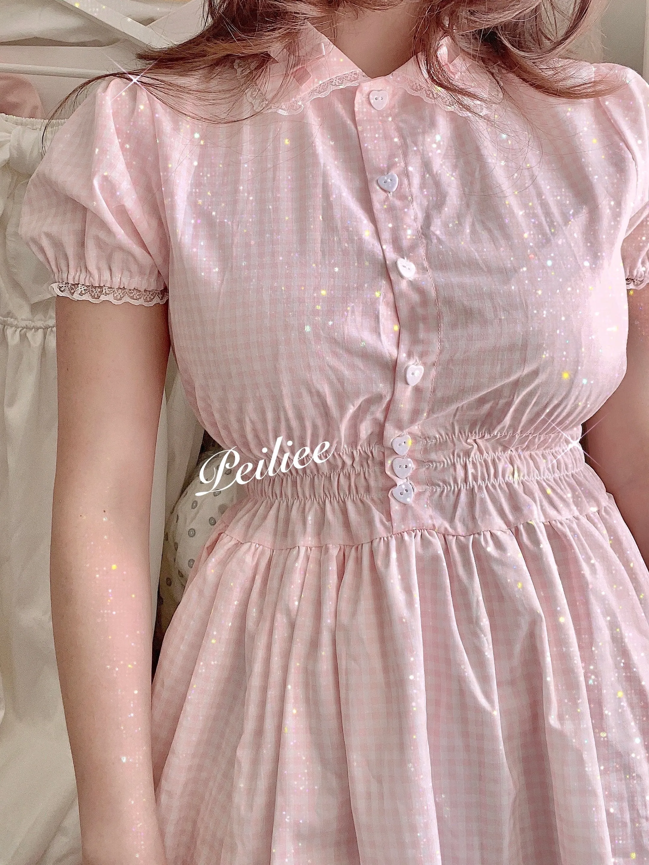 [By Peiliee] Afternoon Tea At Tiffany Gingham Babydoll Mini Dress Lolita 1997 style