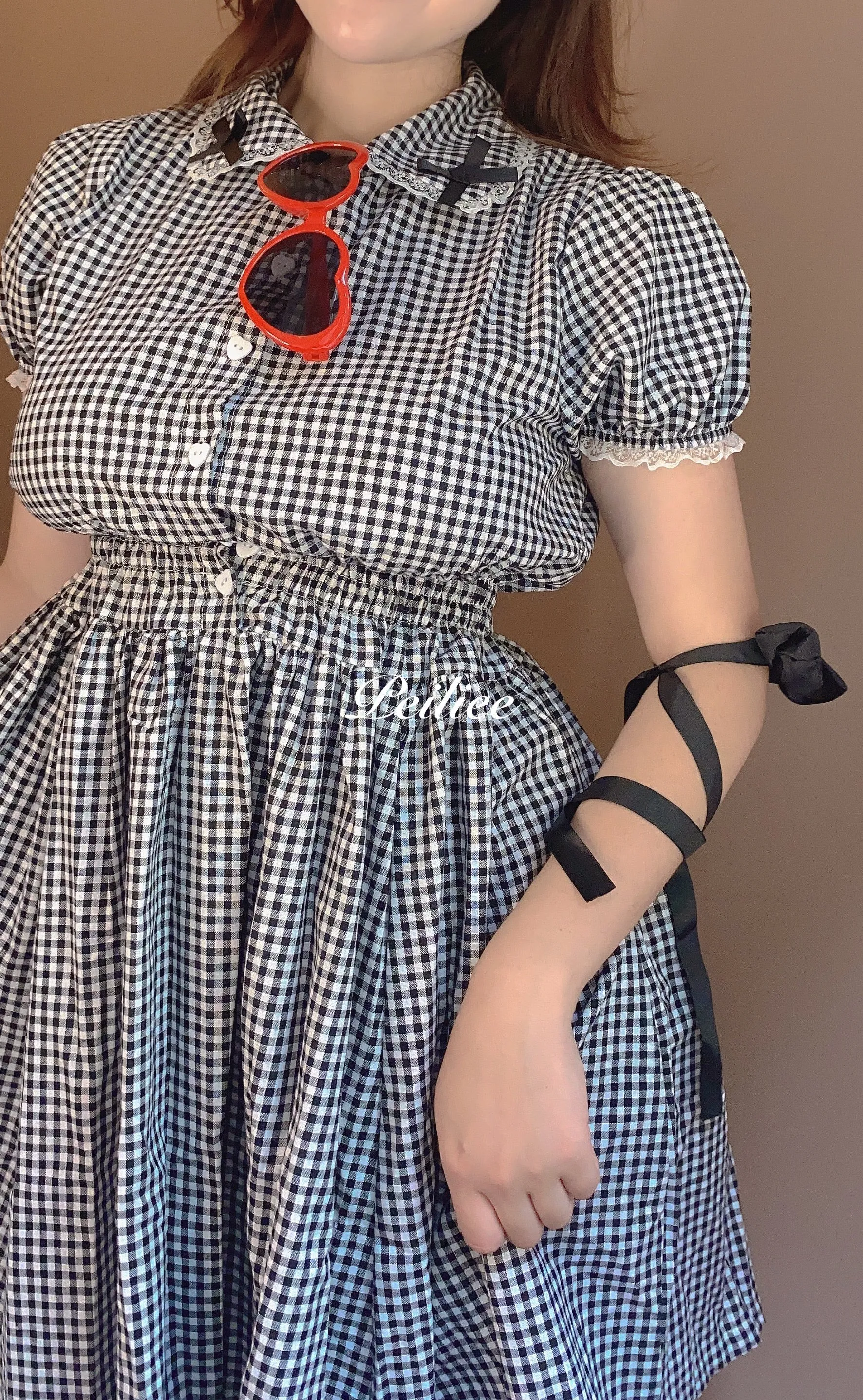 [By Peiliee] Afternoon Tea At Tiffany Gingham Babydoll Mini Dress Lolita 1997 style