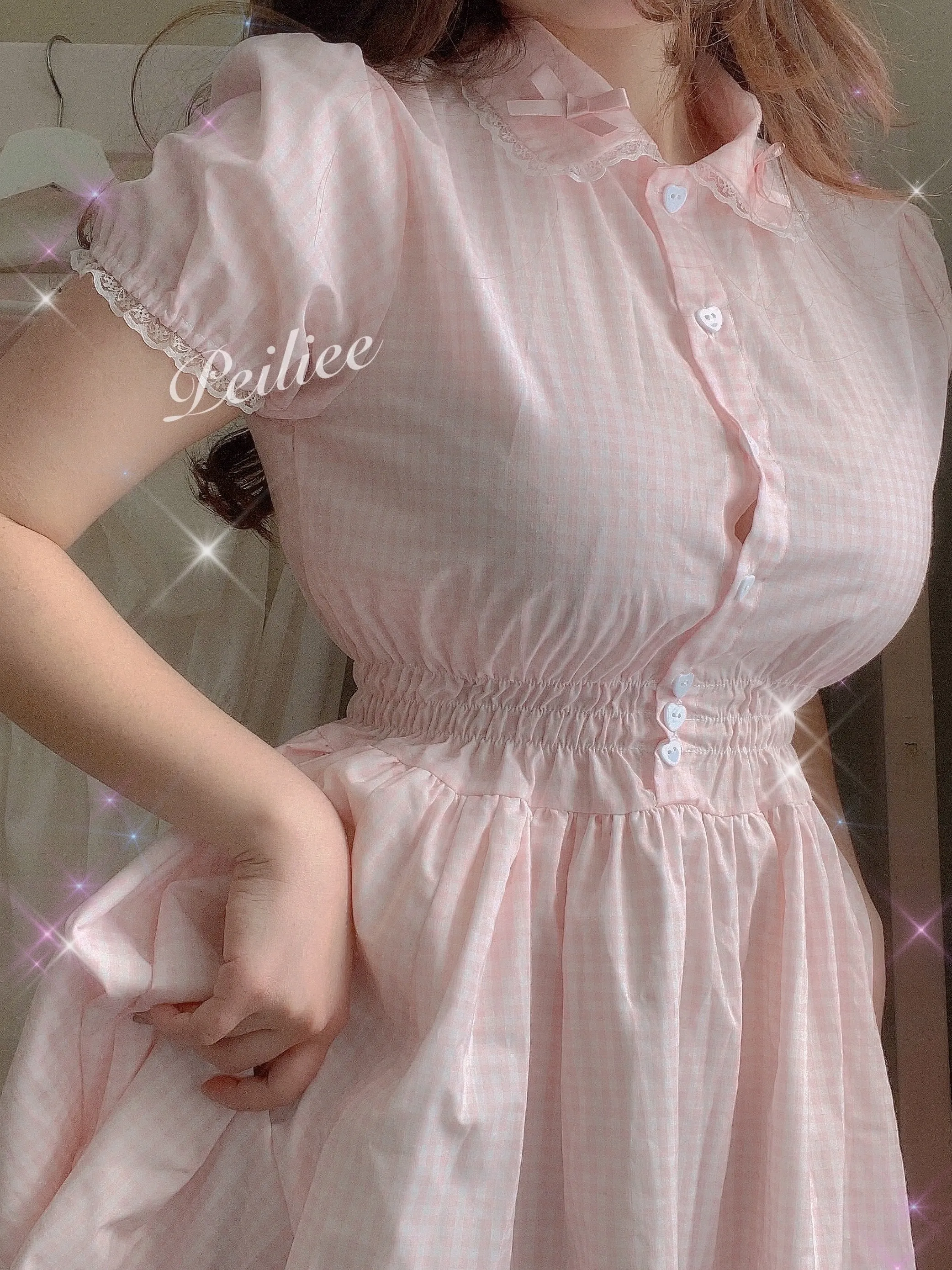 [By Peiliee] Afternoon Tea At Tiffany Gingham Babydoll Mini Dress Lolita 1997 style