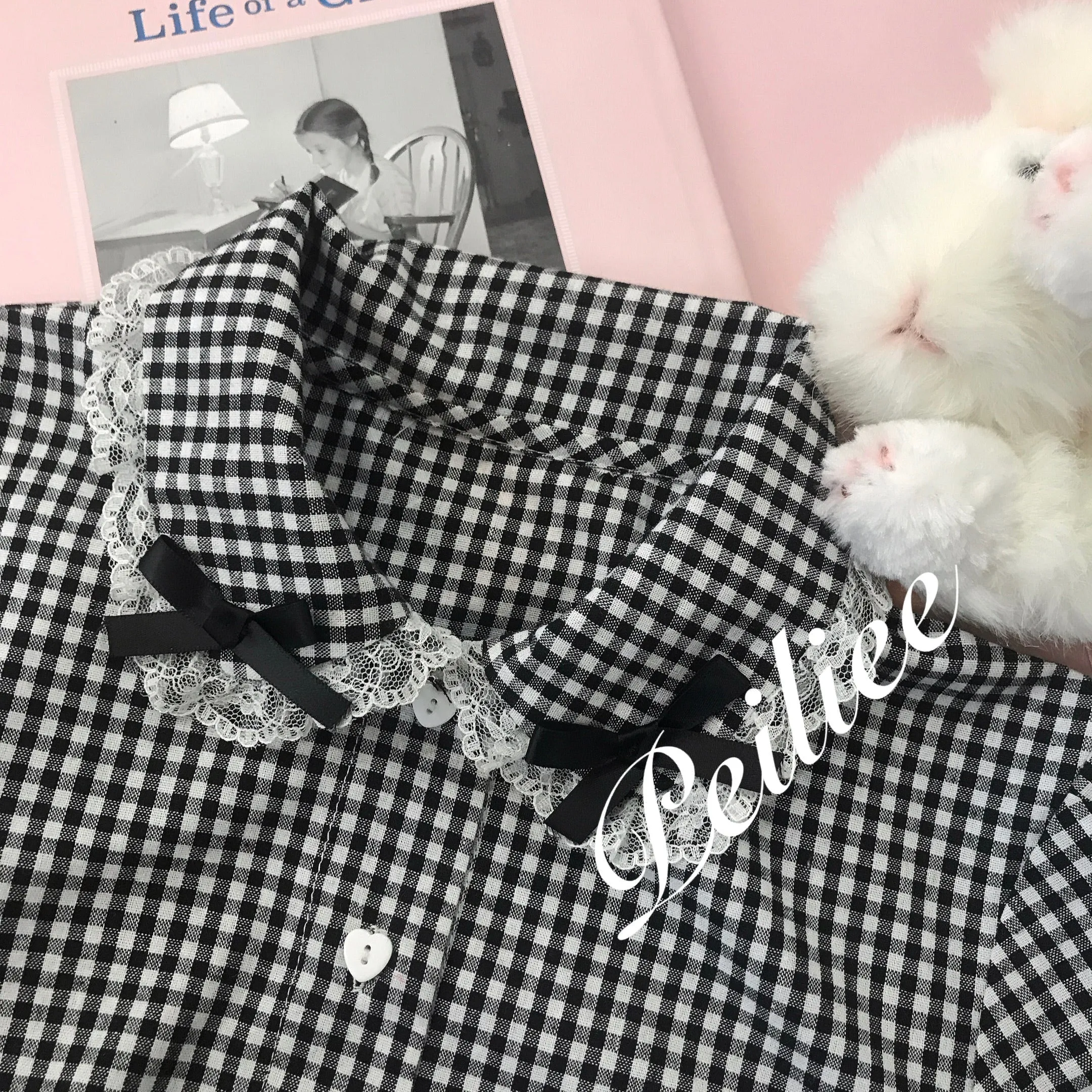 [By Peiliee] Afternoon Tea At Tiffany Gingham Babydoll Mini Dress Lolita 1997 style