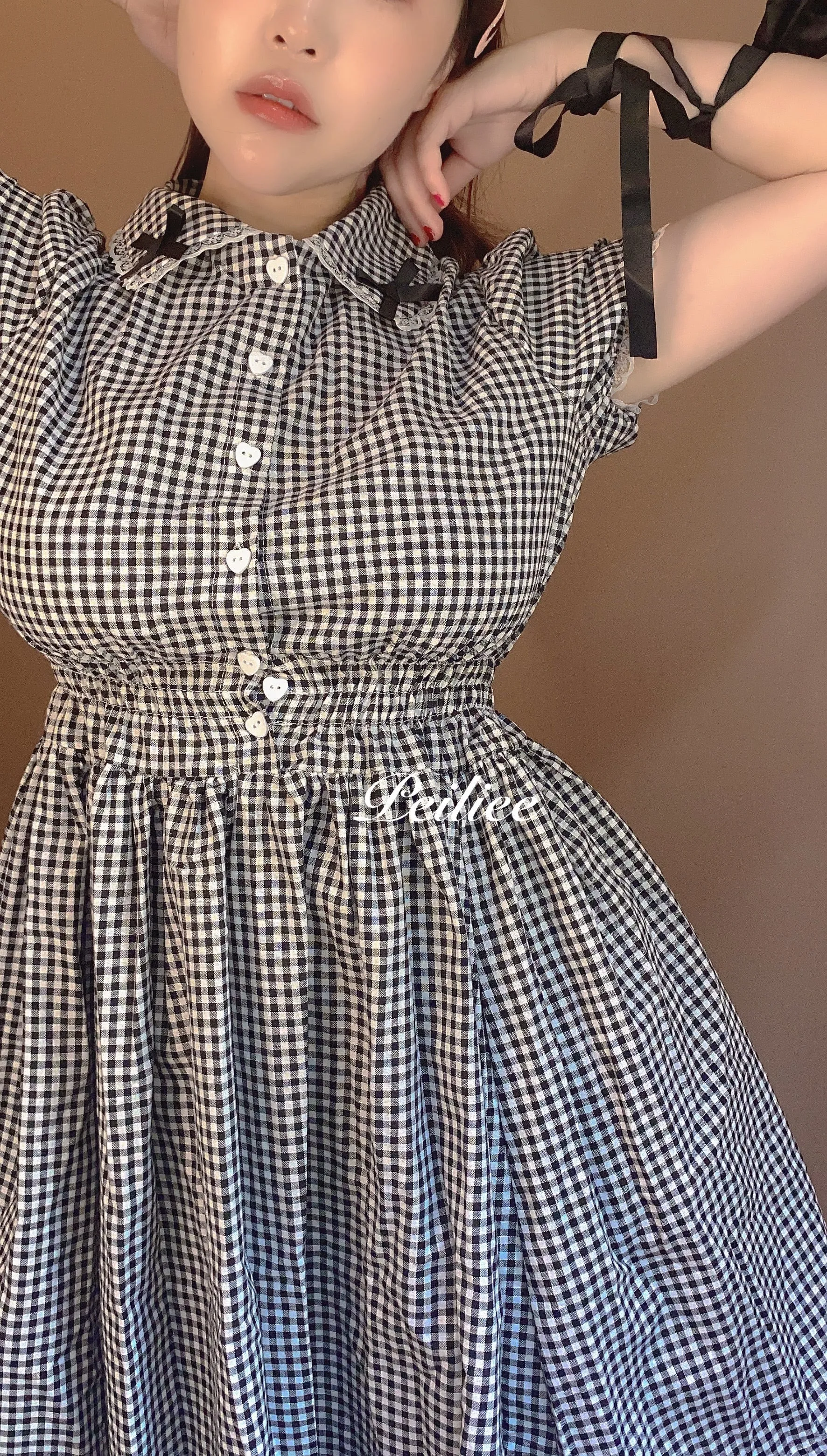 [By Peiliee] Afternoon Tea At Tiffany Gingham Babydoll Mini Dress Lolita 1997 style