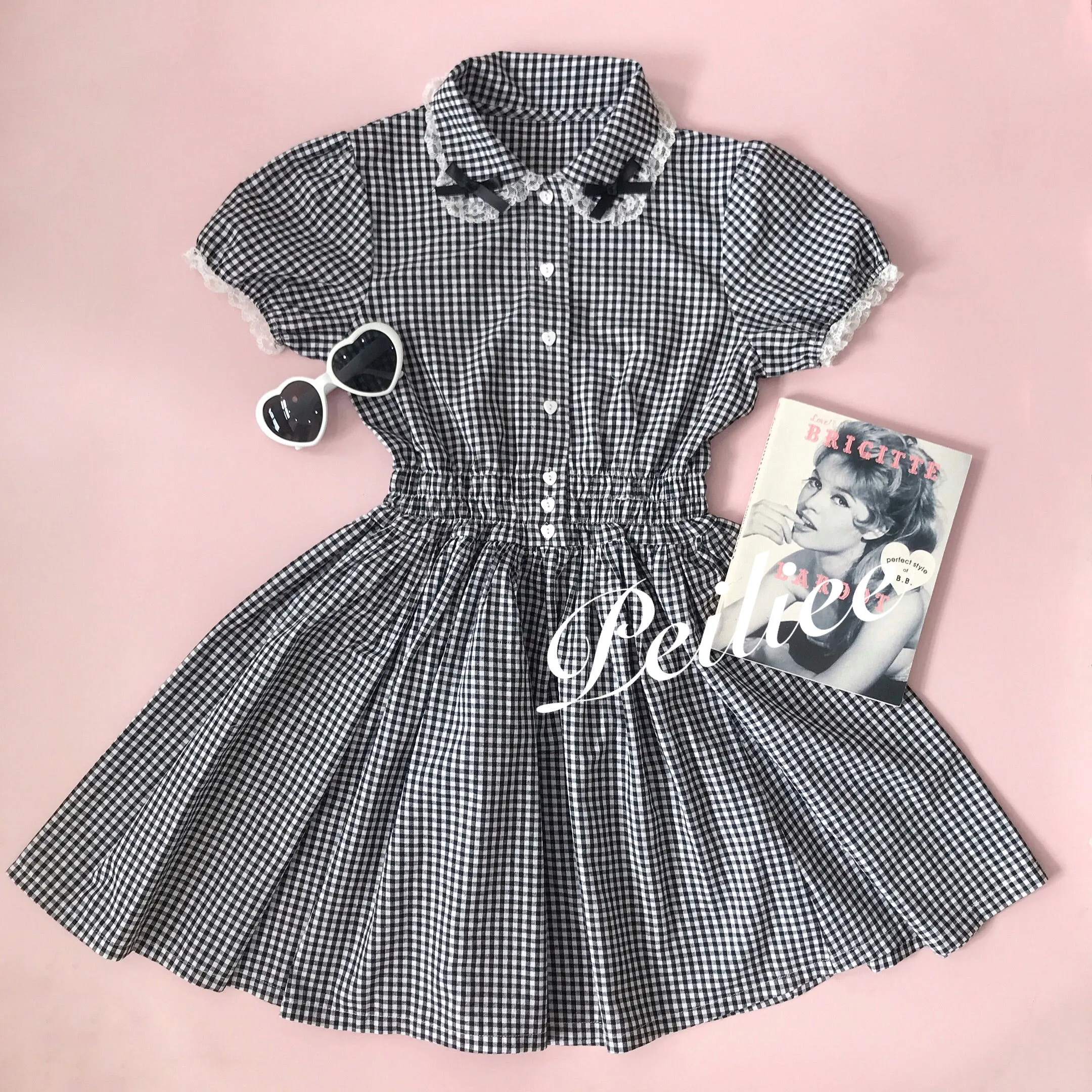 [By Peiliee] Afternoon Tea At Tiffany Gingham Babydoll Mini Dress Lolita 1997 style