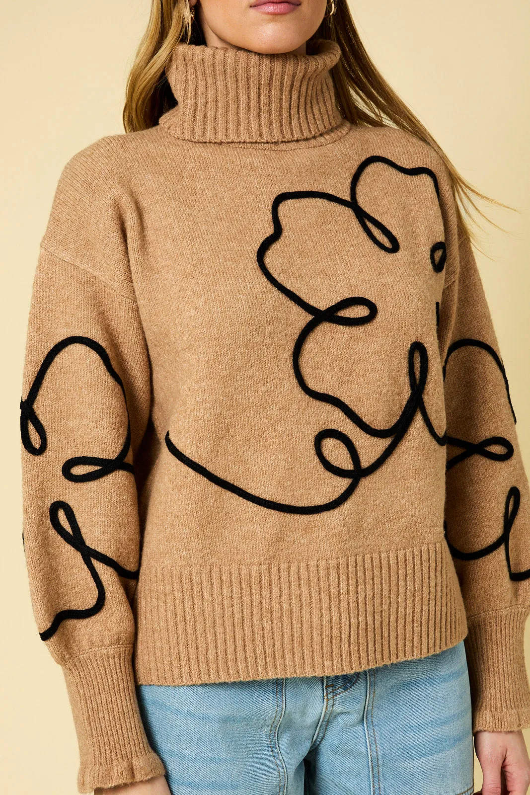 Camel Stitched Detail Sweater