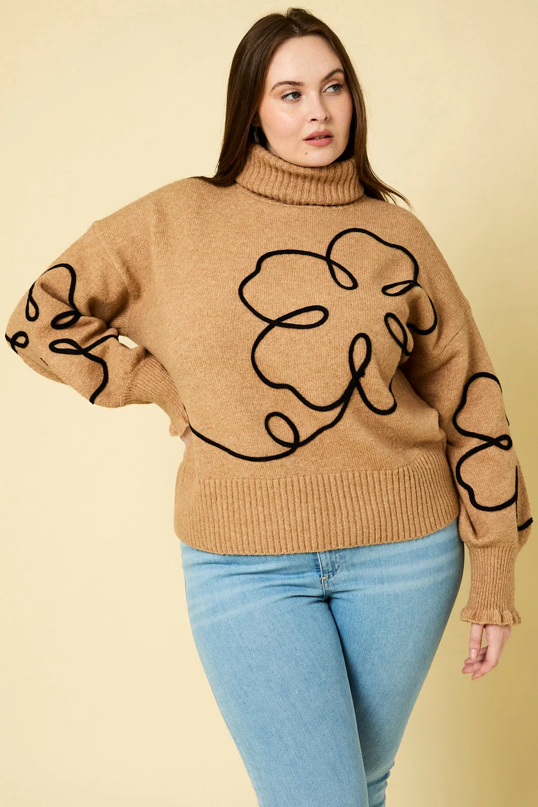 Camel Stitched Detail Sweater