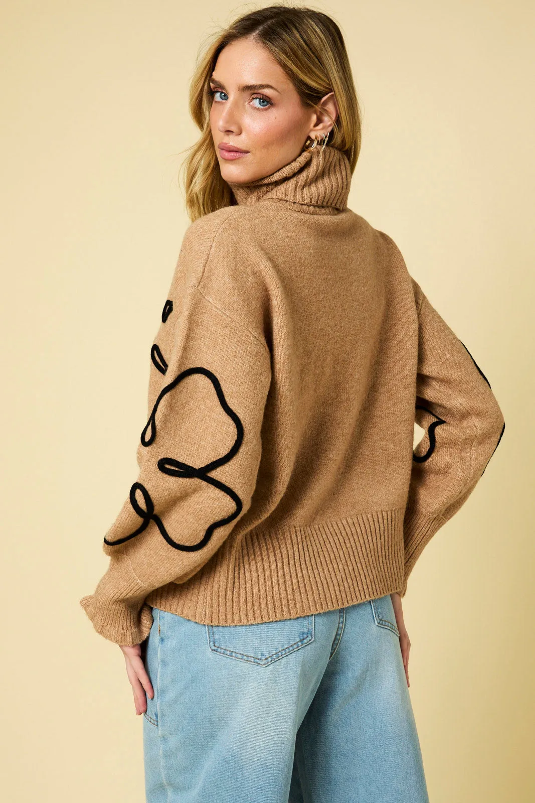 Camel Stitched Detail Sweater