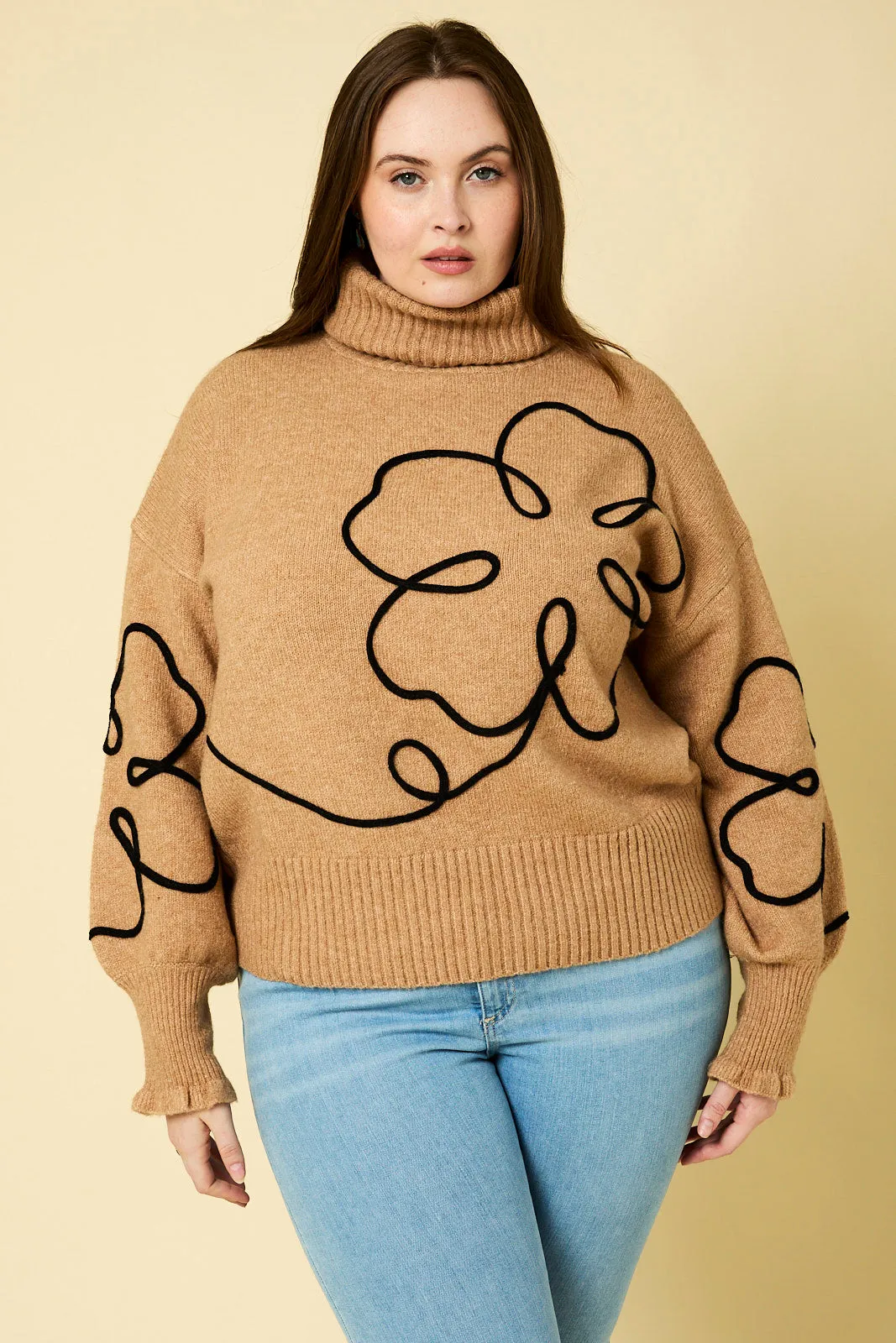 Camel Stitched Detail Sweater