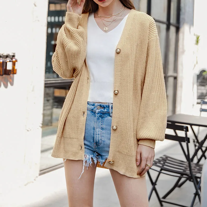 Camila Casual Knitted V-neck Women's Cardigan