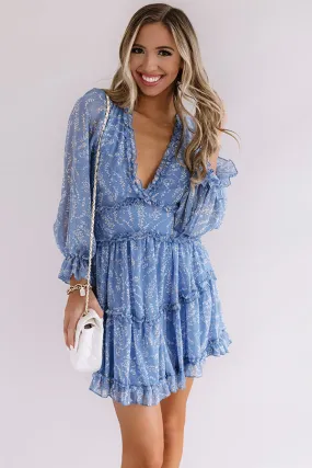 Champagne In The Garden Ruffle Dress in Airy Blue