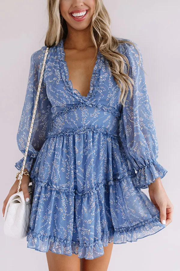 Champagne In The Garden Ruffle Dress in Airy Blue