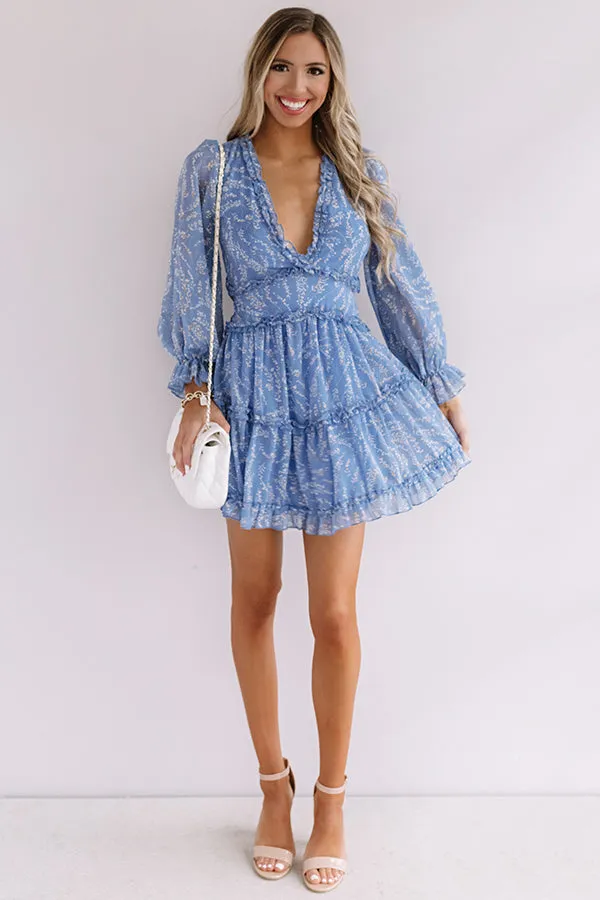 Champagne In The Garden Ruffle Dress in Airy Blue