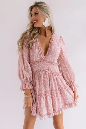 Champagne In The Garden Ruffle Dress in Blush