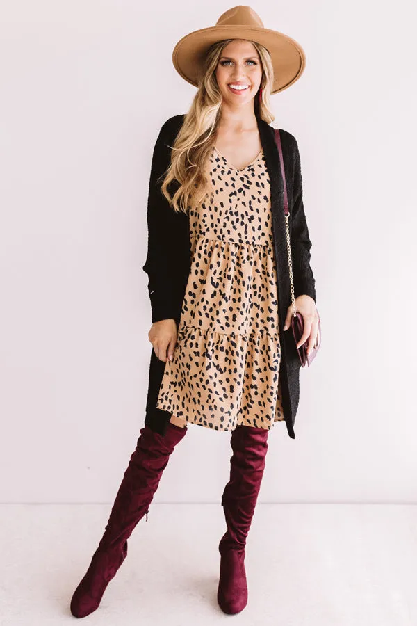 Chic Success Leopard Babydoll Dress In Iced Latte