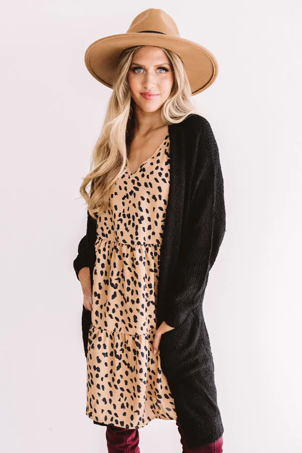 Chic Success Leopard Babydoll Dress In Iced Latte