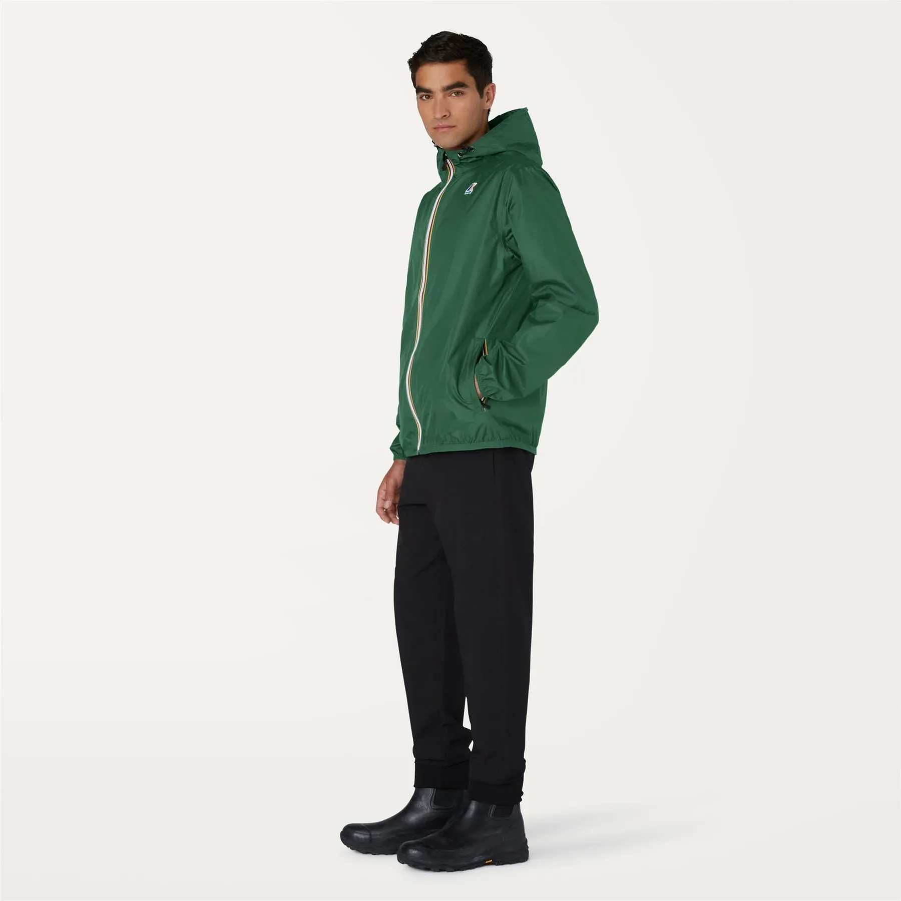 Claude - Unisex Packable Full Zip Waterproof  Rain Jacket in Green Dark