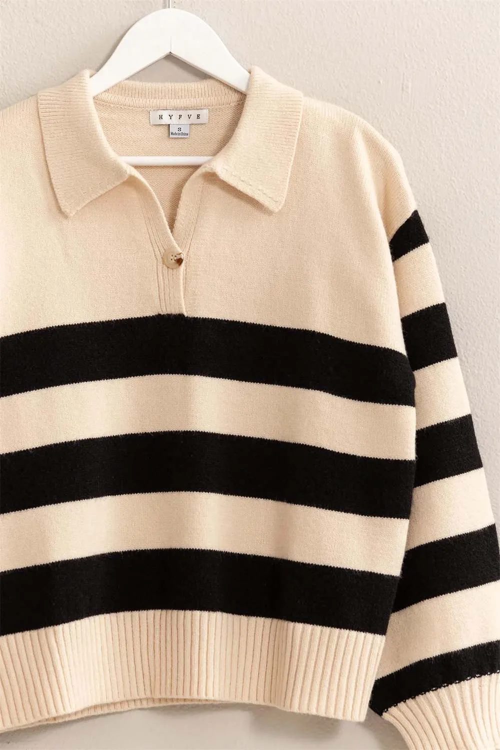 COLLARED STRIPE SWEATER