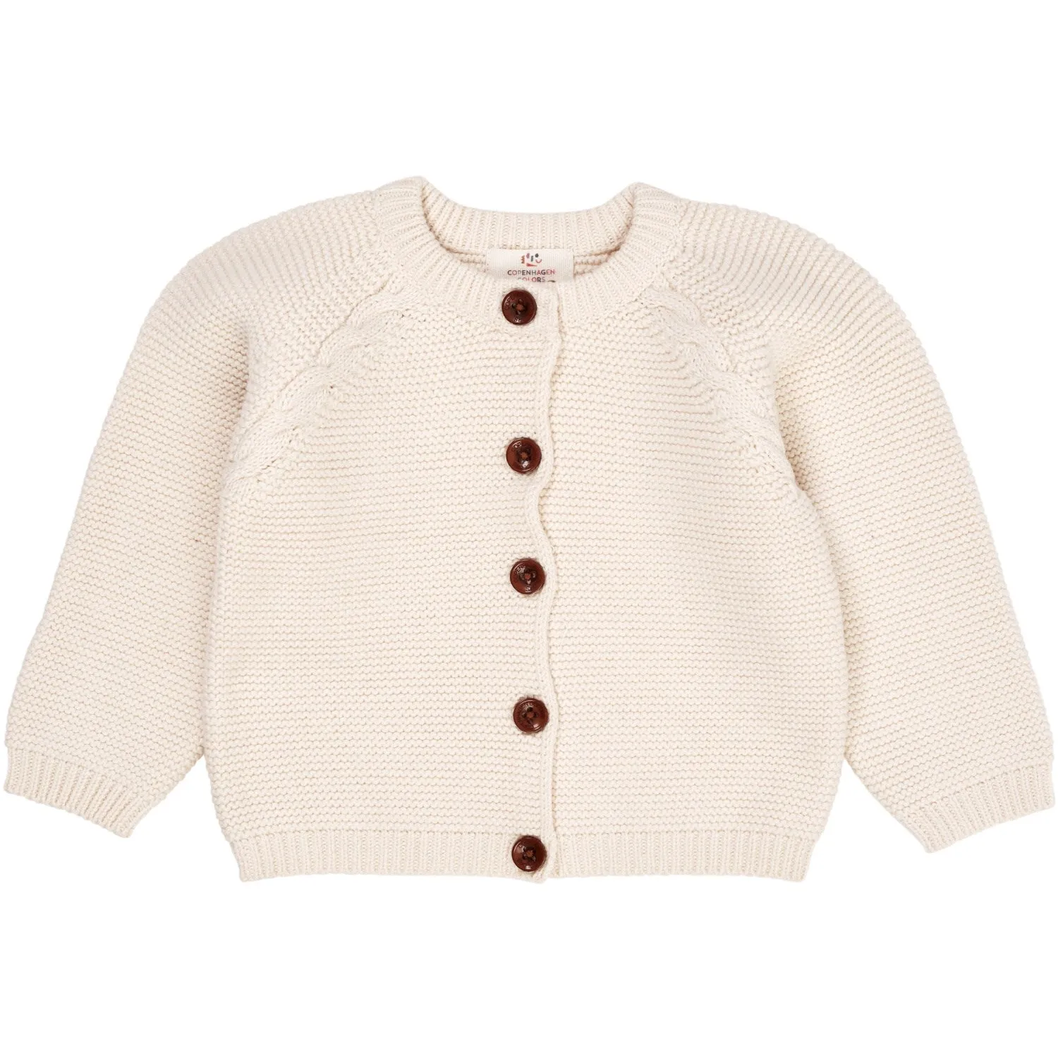 Copenhagen Colors Cream Classic Baby Cotton Cable Cardigan