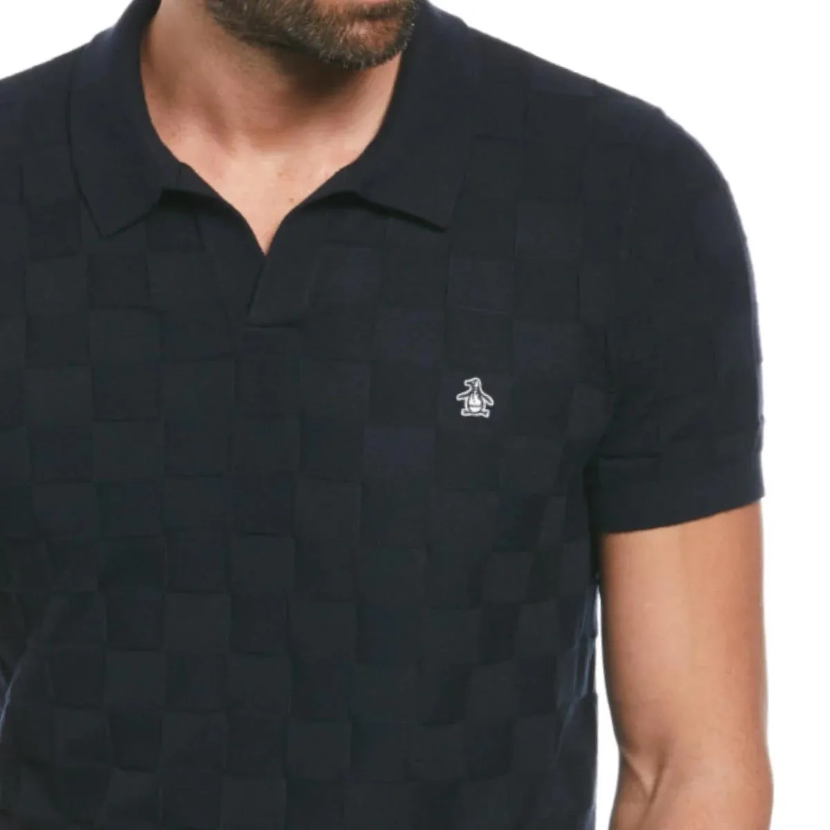 Cotton Jacquard Sweater Polo Dark Sapphire - SS24