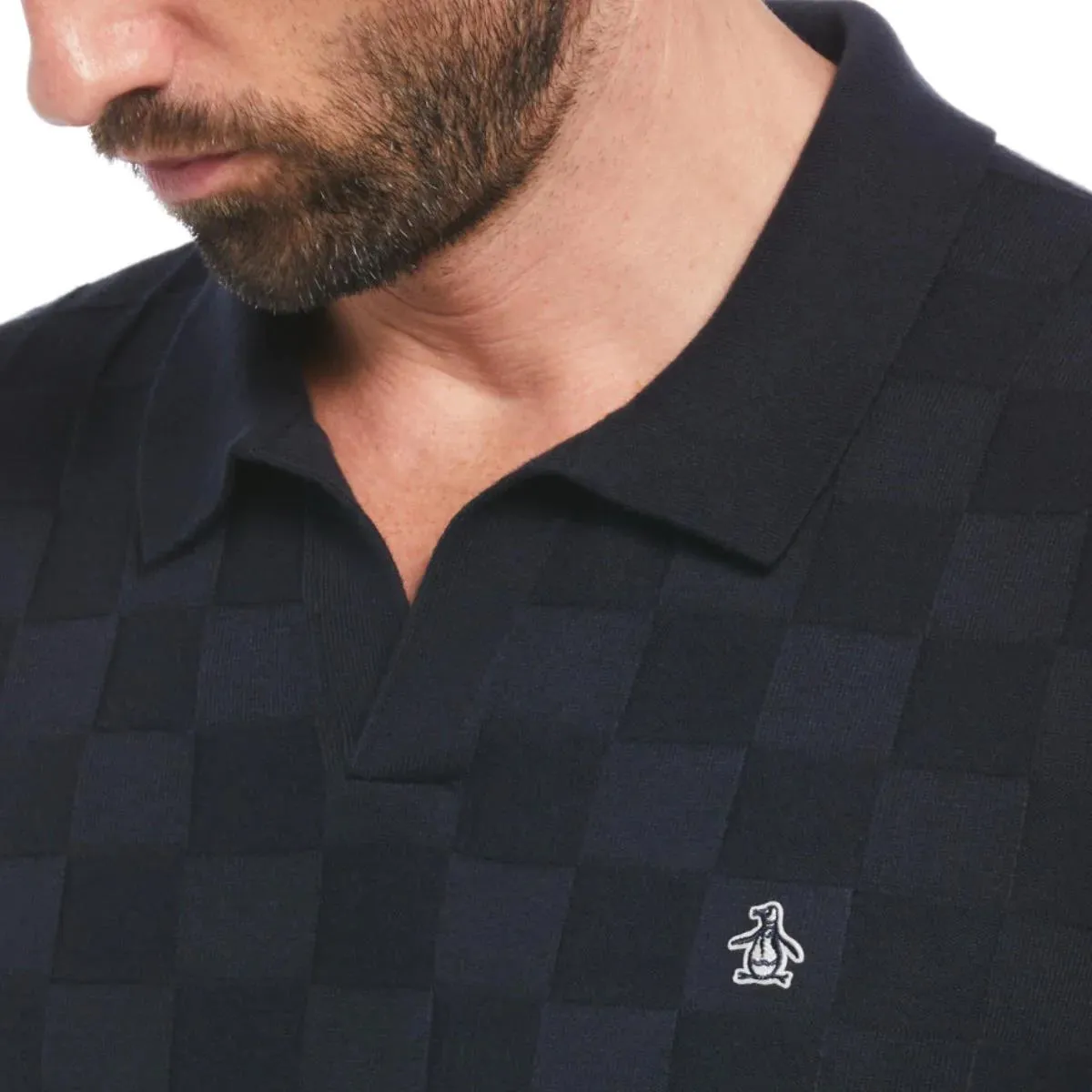 Cotton Jacquard Sweater Polo Dark Sapphire - SS24