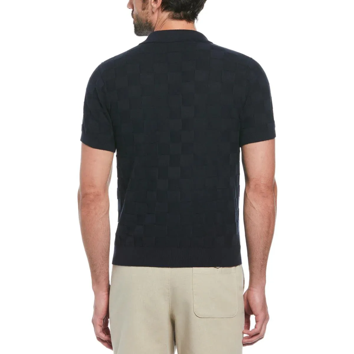 Cotton Jacquard Sweater Polo Dark Sapphire - SS24