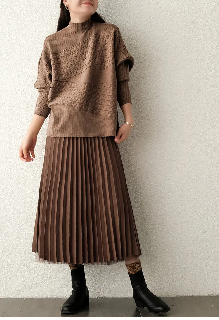 Cotton Pullover for Women, Crew Neck Sweater, Camel Cropped Sweater