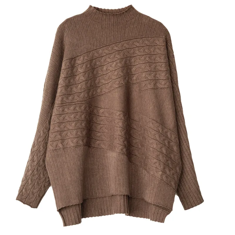 Cotton Pullover for Women, Crew Neck Sweater, Camel Cropped Sweater