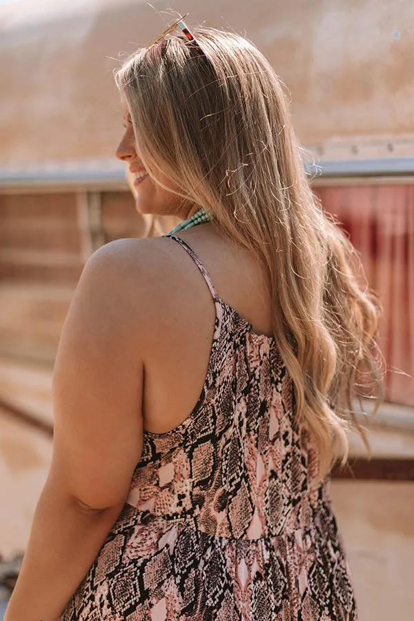 Cruising Down Sunset Snake Print Dress in Pink Curves