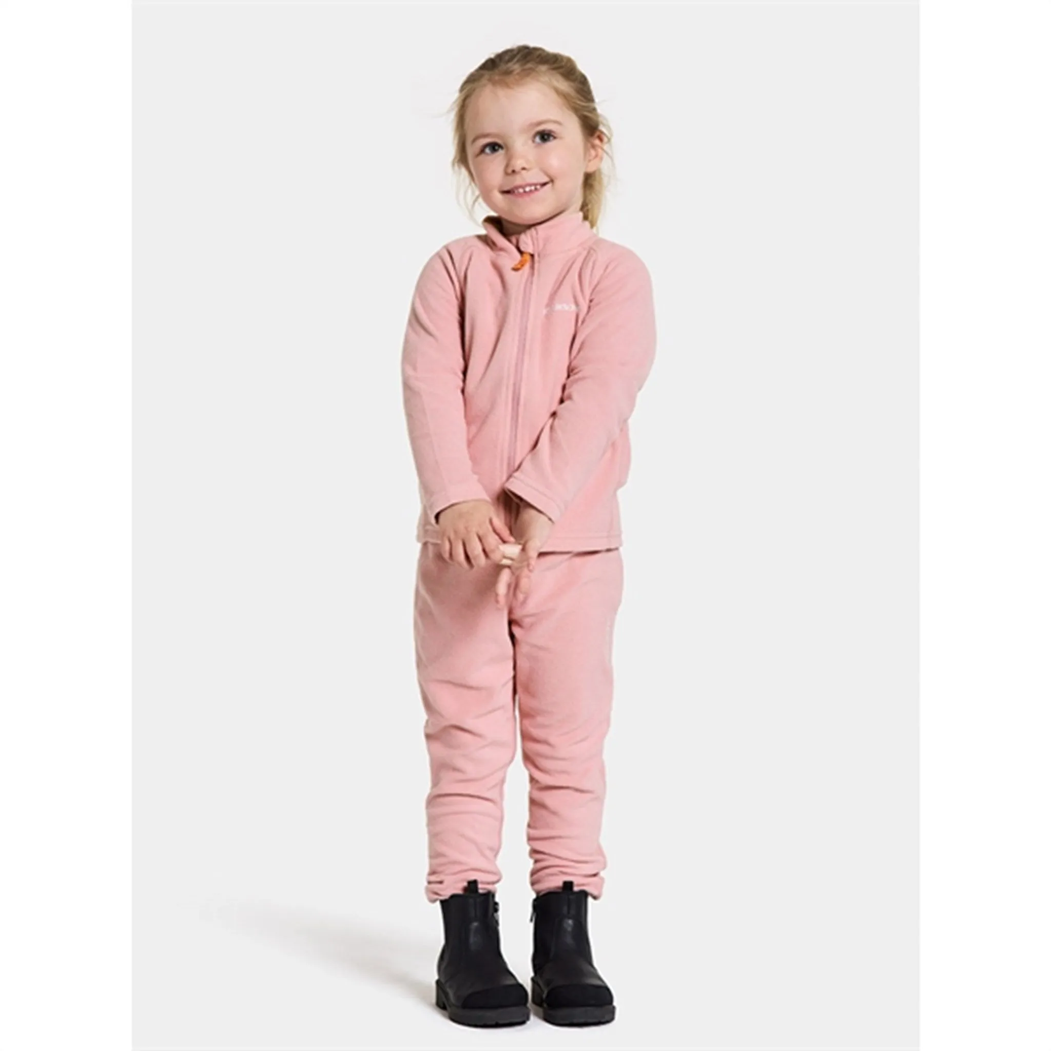 Didriksons Soft Pink Monte Kids Fleece Cardigan