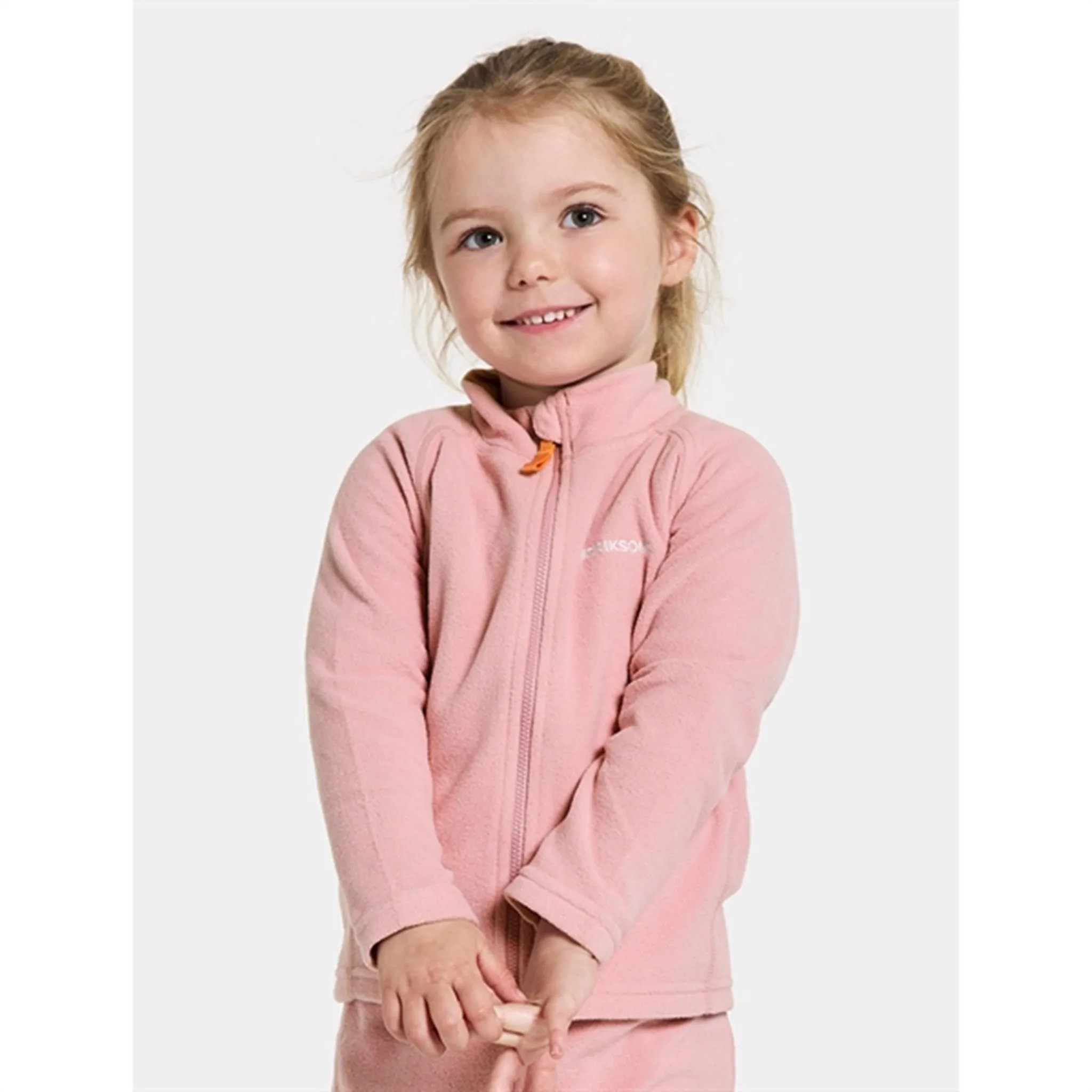 Didriksons Soft Pink Monte Kids Fleece Cardigan