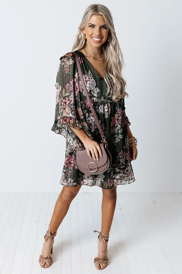 Downtown Dallas Floral Dress in Olive