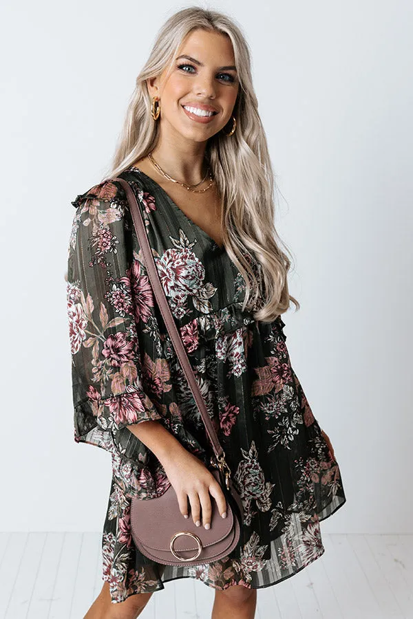 Downtown Dallas Floral Dress in Olive