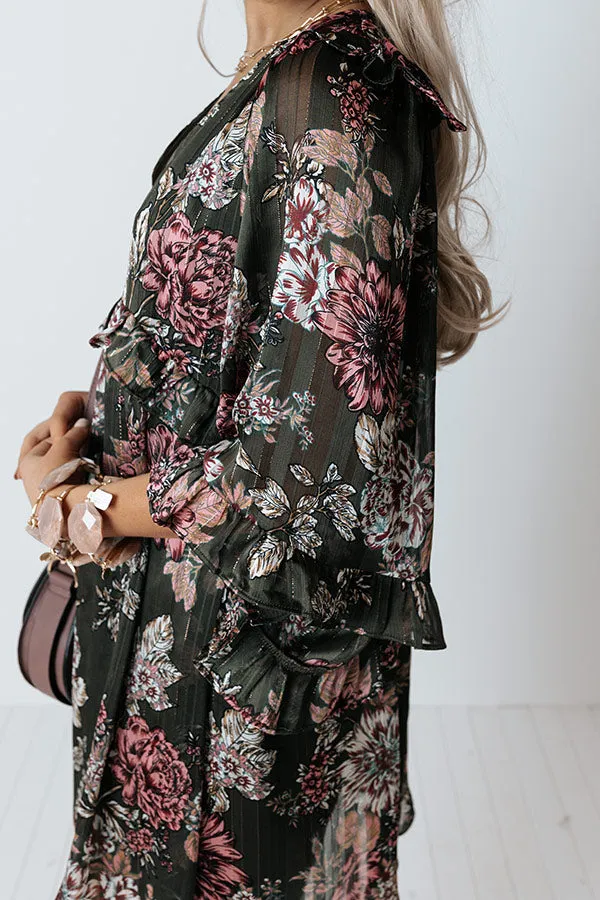 Downtown Dallas Floral Dress in Olive