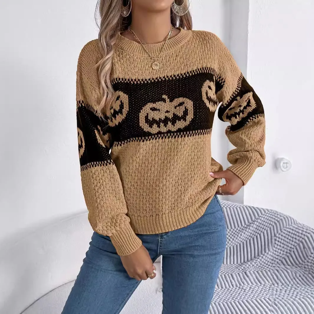 Fashion Long Sleeve Knitted Pullover Sweater For Women