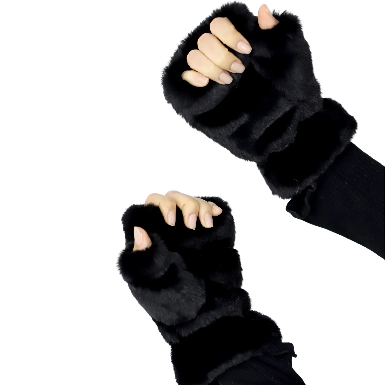 Faux Finger Mittens - Black