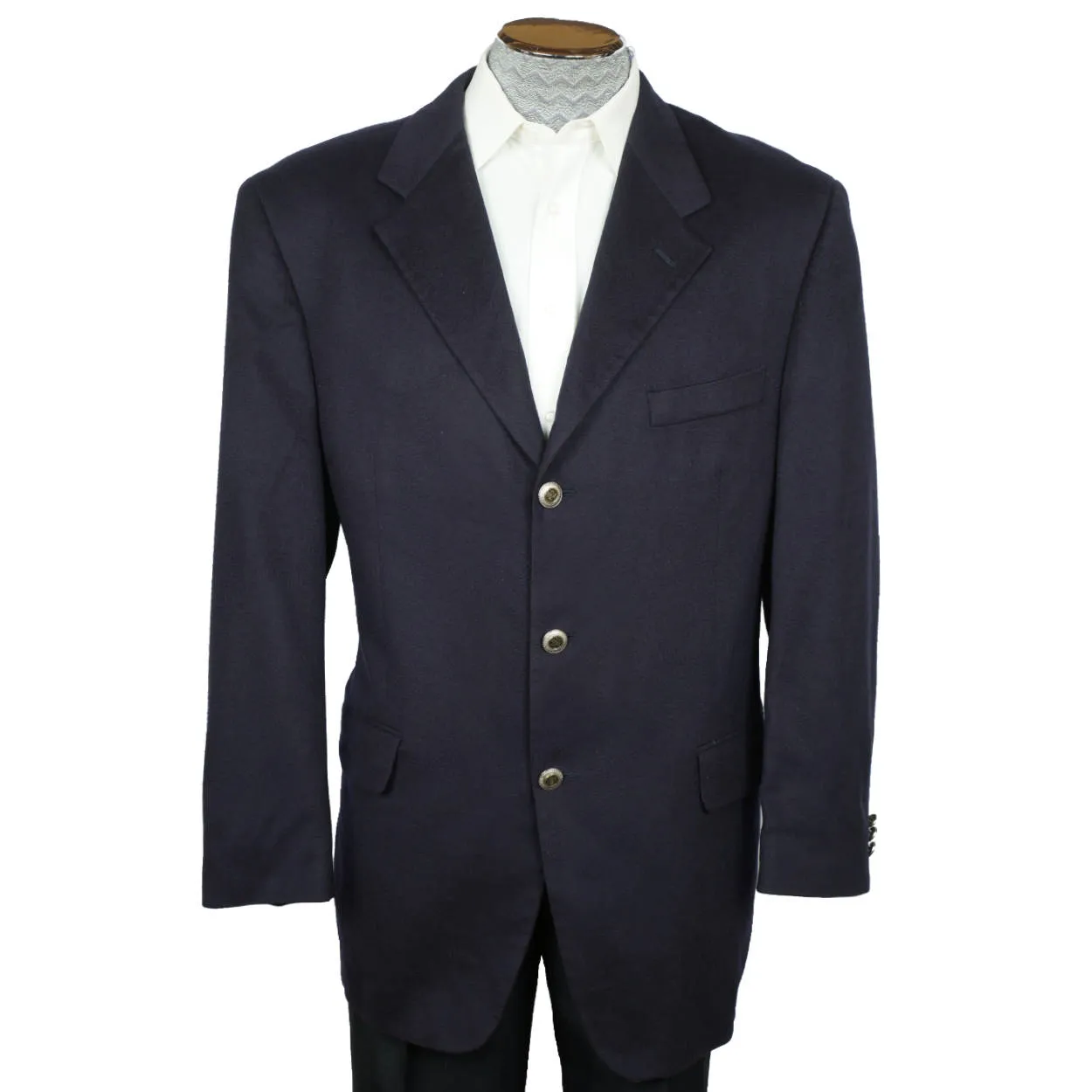 Fendi Loro Piana Pure Cashmere Jacket Navy Blue Blazer Size L 44 Made in Italy