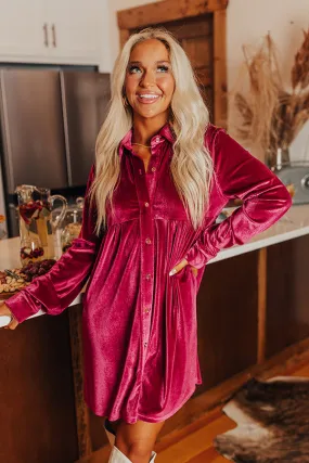 Festival Feels Velvet Mini Dress in Sangria