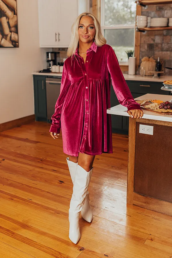 Festival Feels Velvet Mini Dress in Sangria