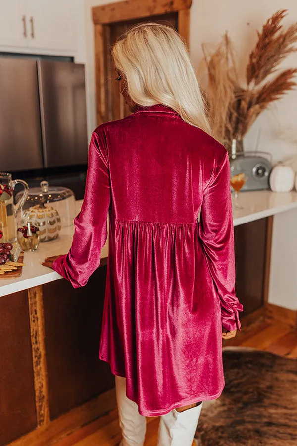 Festival Feels Velvet Mini Dress in Sangria