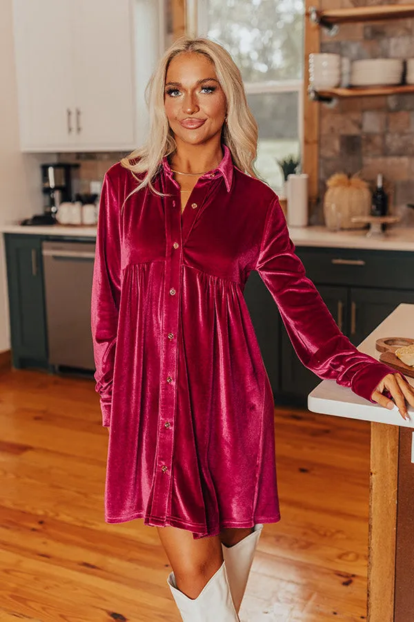 Festival Feels Velvet Mini Dress in Sangria