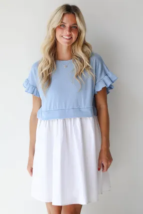 FINAL SALE - Thriving Sweetness Blue Contrast Mini Dress