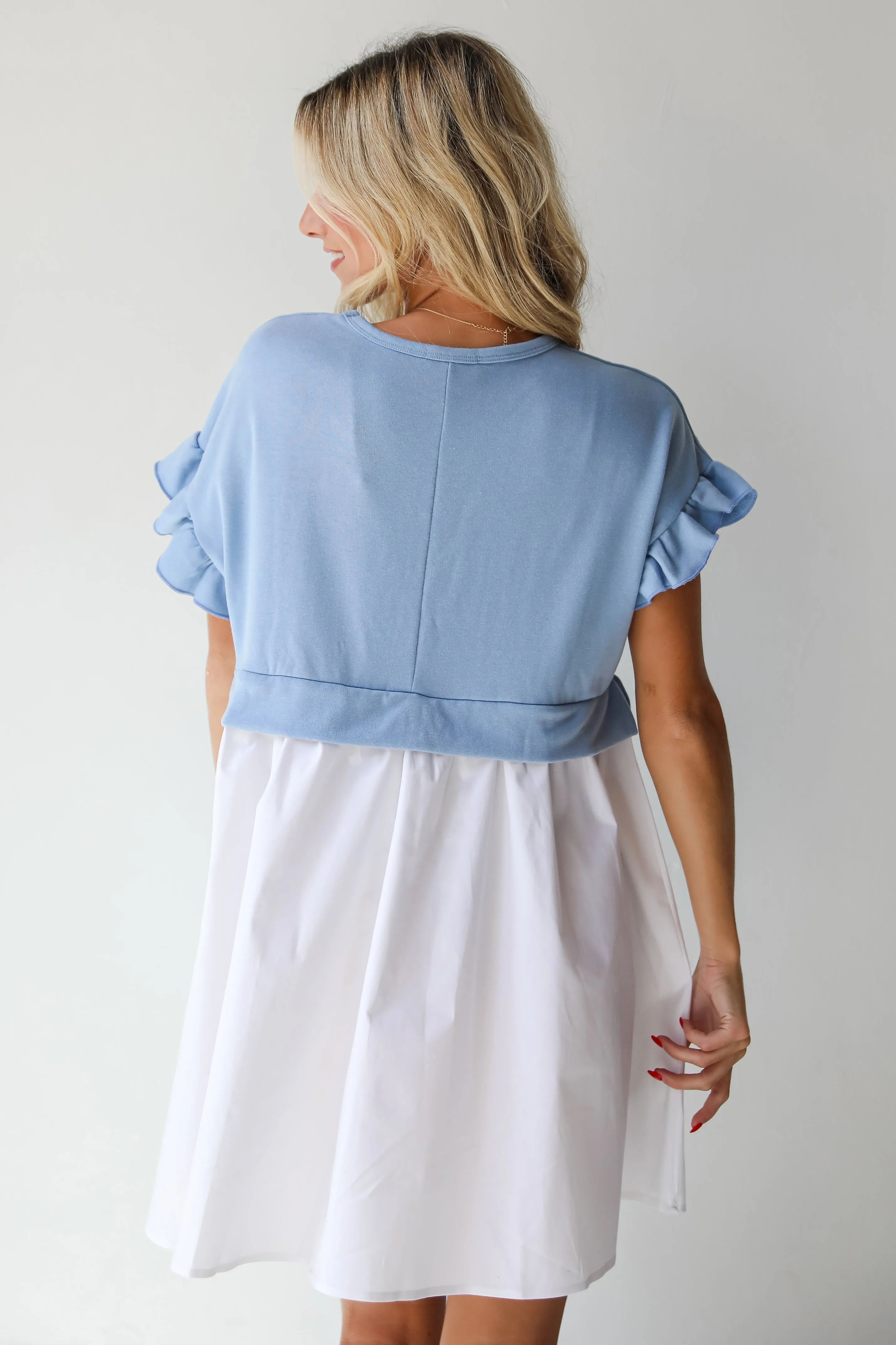 FINAL SALE - Thriving Sweetness Blue Contrast Mini Dress