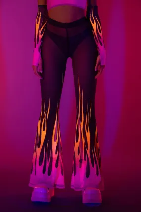 Firestarter Magenta Bell Bottom Mesh Pants