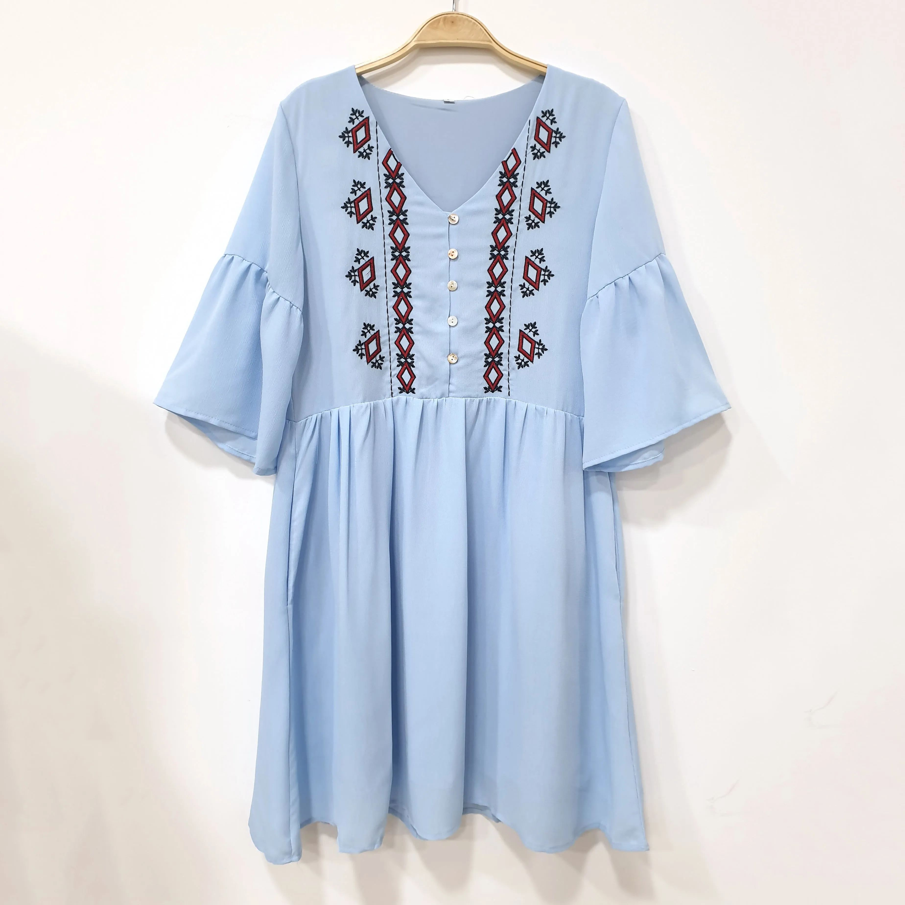 Flounce Sleeve Tribal Babydoll Dress (Non-returnable)