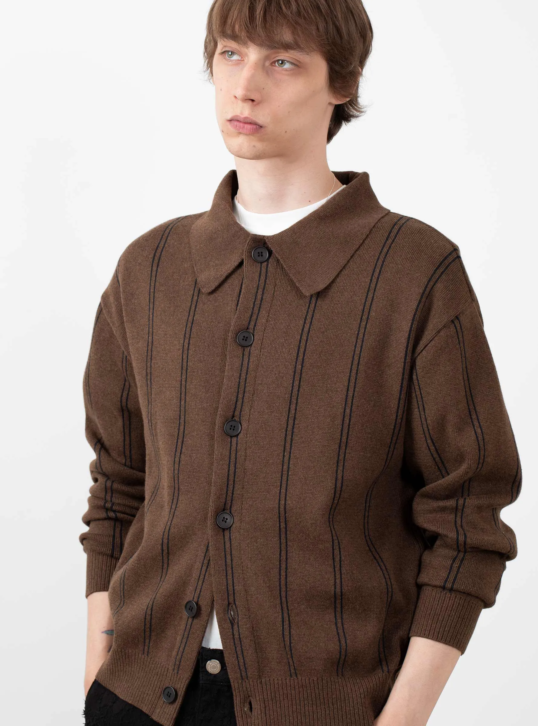 Formal Cardigan Light Brown Stripe