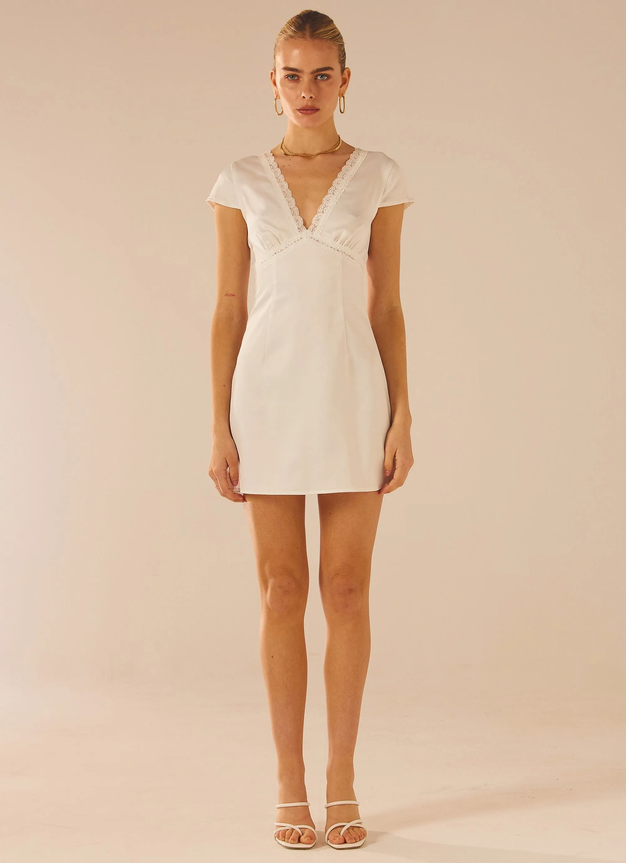 French Oasis Mini Dress - White Rose